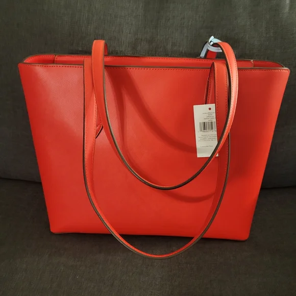 Kate Spade Marlee Red Tote with blue Crab bag charm NWT - Picture 5 of 11